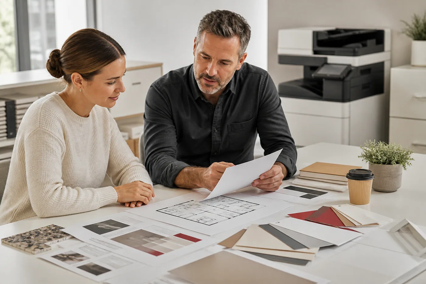 Échange professionnel autour de documents imprimés
