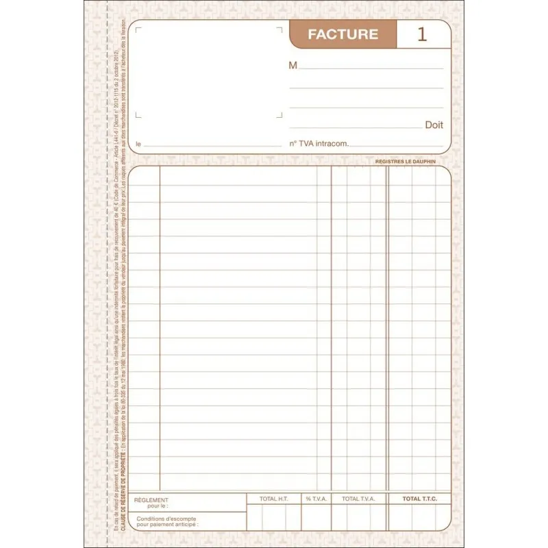 Carnet Facture 13.5x21 (50x2) A/F
